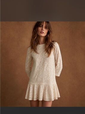 Free People Walking to the Sun Lace Cream Dress